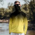 thumbnail image 4 of Gradient Hooded Long Sleeve Shirt for Men UPF 50+ Sun Protection Fishing Hiking Quick Dry Athletic Top Out Summer Sports Wear Cooling Yellow XL, 4 of 5