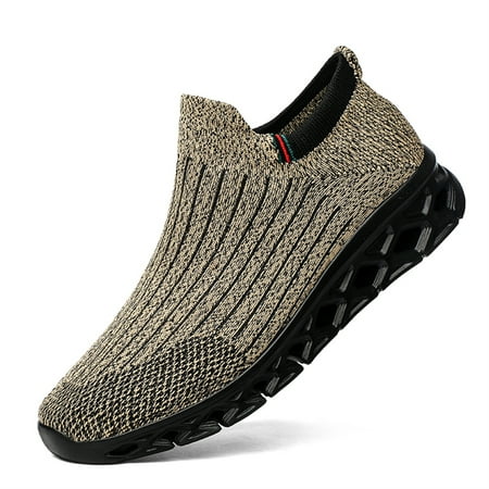 

HAOSHIDUO Men s Sports Shoes Slip On Comfortable Fabric Walking Shoes Soft-sole Breathable Casual Shoes
