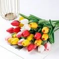 thumbnail image 3 of Artificial Tulip, Silk Fake Flowers,15 Pcs Multicolor Tulips Artificial Flowers,PU Fake Tulips Flowers,Simulation Tulip Stems,Faux Flower Bouquet for Wedding Floral Arrangement Vase Decor,5 Colors, 3 of 8