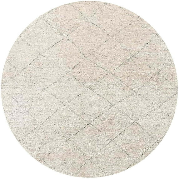 Ahgly Company Machine Washable Indoor Round Industrial Modern Desert Sand Beige Area Rugs, 3' Round