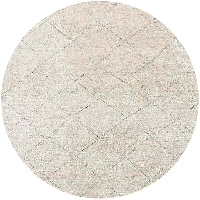 Ahgly Company Tapis Rond Intérieur Mi-Siècle Moderne Sable Désert Beige Uni, 4 Pieds Rond