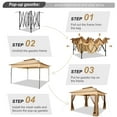 thumbnail image 6 of SANOPY 11 x 11 ft Outdoor Pop up Gazebo with Ventilated Double Roof, Steel Canopy for Patios, Backyard, Garden and Beach, Light Brown, 6 of 13