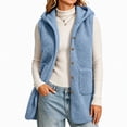 thumbnail image 6 of Lutiedan Fleece Hooded Vest for Women Sleeveless Button down Outerwear Vest Fall Winter Warm Jackets with Pocket S-XXL,Navy, 6 of 6