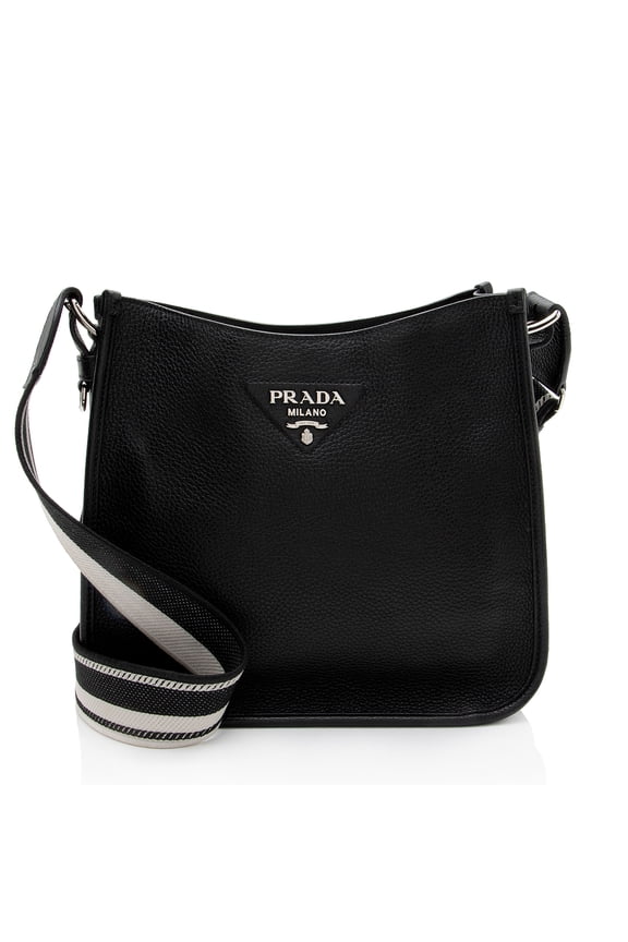 Pre-Owned Prada Vitello Daino Logo Medium Soft Messenger