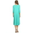 thumbnail image 4 of Women's Relaxed Fit 3/4 Sleeve Round Neck Jersey Knit A-Line Solid Maxi Dress, 4 of 4
