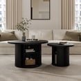 thumbnail image 3 of StorageWorks Tambour Door Round Coffee Table with Storage Shellf, Black, 17.7''H X 26.6''W, 3 of 9
