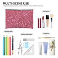 thumbnail image 4 of Zufioo Pink Glitter Print DuPont Paper Portable Toiletry Bag, 8.9x6.5 inch Zippered Hand-held Paper Cosmetic Bag Storage Tool Kit, 4 of 7