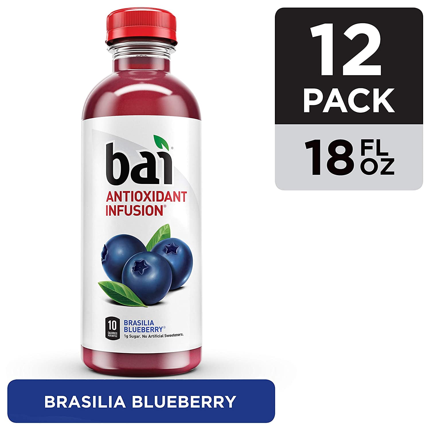 Bai Flavored Water, Brasilia Blueberry, Antioxidant Infused Drinks, 18 Fluid Ounce Bottles, 12 Count Brasilia Blueberry 18 Fl Oz (Pack of 12)
