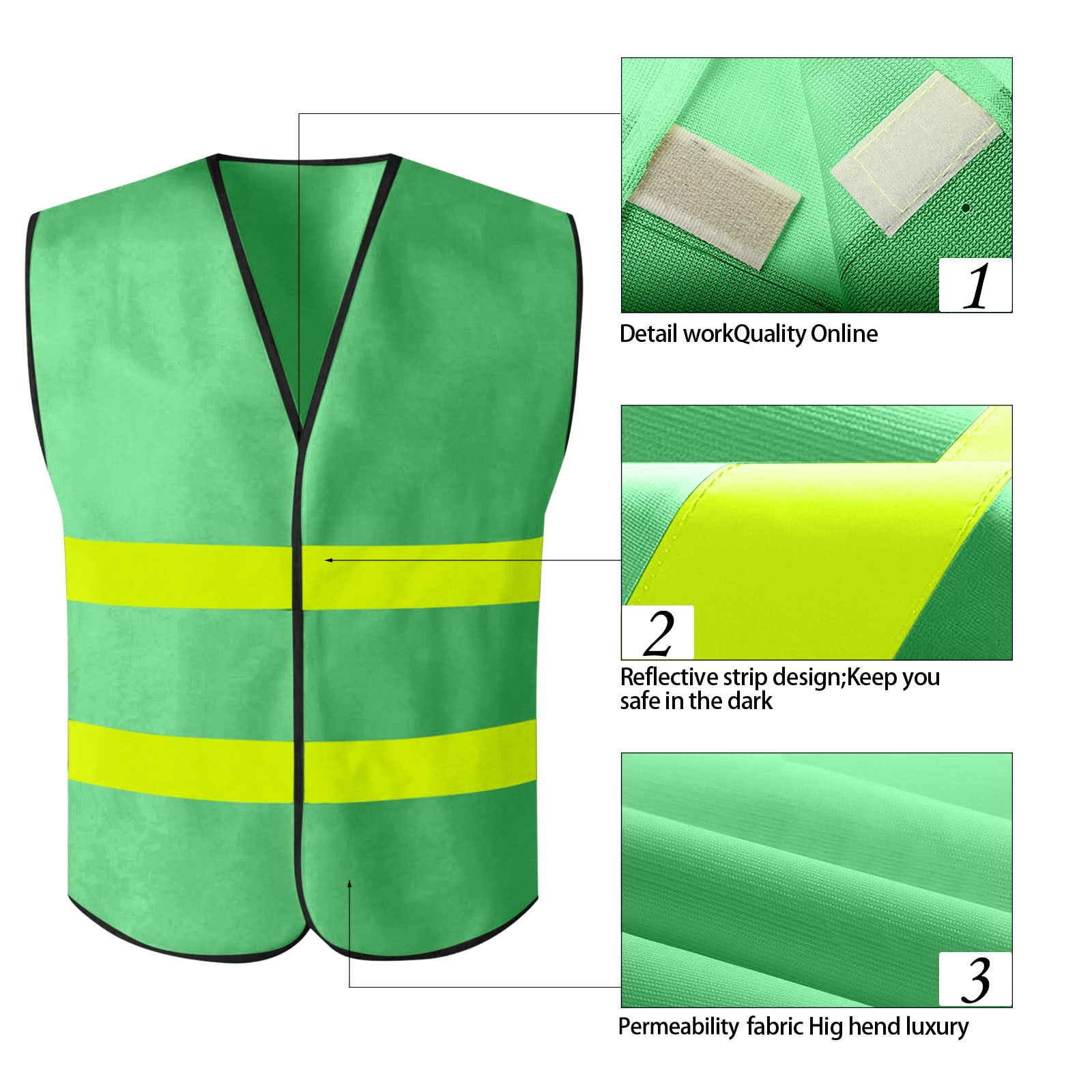 SZJXBUY Safety Vest for Men High Visibility Mesh Sleeveless Reflective Vests with Pockets and Zipper Breathable Workout Outerwear Top Army Green,Free Size