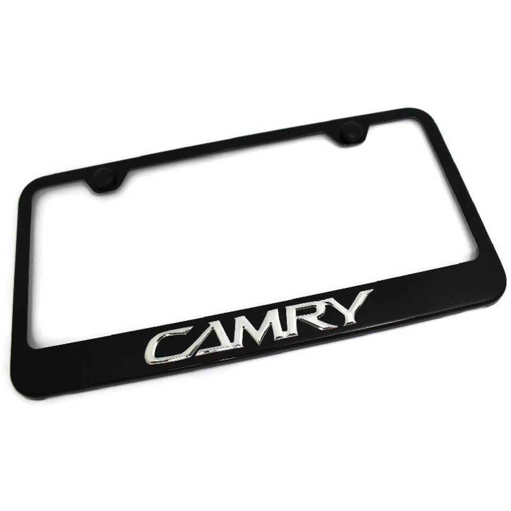 AutoGold Toyota Camry Chrome on Black Powder Coated License Plate Frame