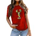 thumbnail image 1 of PMUYBHF Mode pour Femmes Hauts Décontractés Manches Courtes Col Rond T-Shirt Imprimé Ample 3931 m, 1 of 5