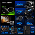 thumbnail image 3 of PC Gamer IA Xtreme PC Gaming NVIDIA GeForce RTX 5080 AMD Ryzen 9 9900X3D 32GB DDR5 SSD 2TB Sistema Liquido WIFI Black Productividad Profesional impulsada por IA Avanzada, 3 of 6