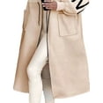 thumbnail image 3 of Women'S Hooded Windbreaker Knitted Long Sleeve Oversized Jacket Casual Drawstring Waist Coat with Zipper Apricot S, 3 of 7
