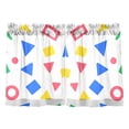 thumbnail image 7 of Yayeee Kitchen Curtains Tier Pair Light Filtering 27"x36" Rod Pocket Short Cafe Window Panel, Blue Retro Triangles, 7 of 7