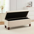 thumbnail image 4 of Ornavo Home Storage Ottoman Bench Upholstered Rectangle Storage Ottoman with Hinge Lid for Entryway, Bedroom, Living Room, Velvet Cream, 4 of 7