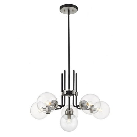 6 Light Chandelier in Retro Style 27 inches Wide By 97.75 inches High-Matte Black/Brushed Nickel Finish Bailey Street Home 372-Bel-4186004