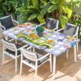thumbnail image 2 of Easter Table Cloths for 3 Foot Rectangle Tables, Green Truck Eggs Flowers Butterflies Purple Plaid Patio Waterproof Elastic Fitted Tablecloths, Washable Rectangular Table Cover for Camping, 2 of 8