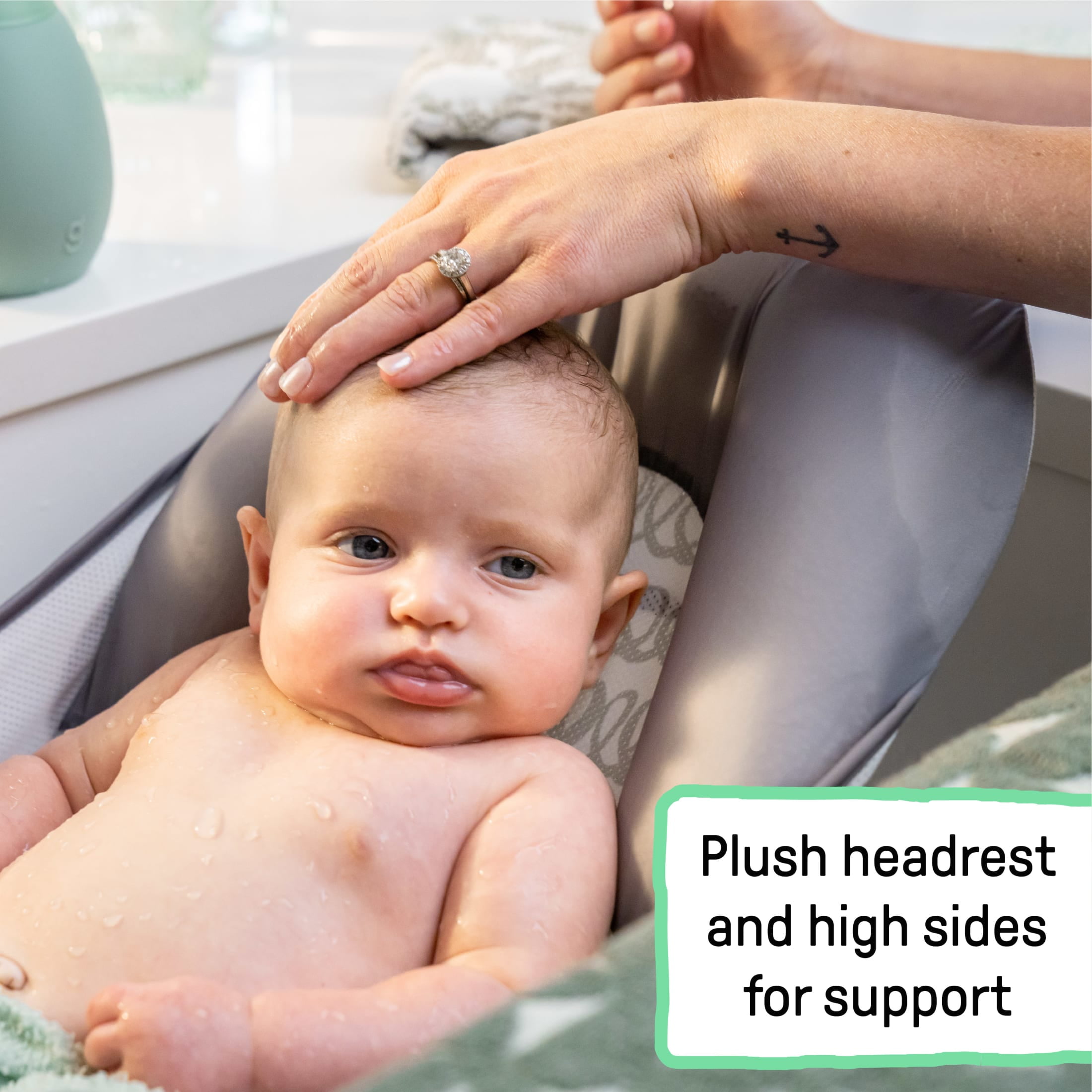 Ingenuity Foldaway 2-Position Baby Bather, Gray, Unisex