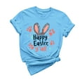 thumbnail image 2 of Ichuanyi Easter Shirts for Women Funny Bunny Face Graphic Print Rabbit T Shirt Summer Casual Short Sleeve Festival Holiday Tee Tops, 2 of 5