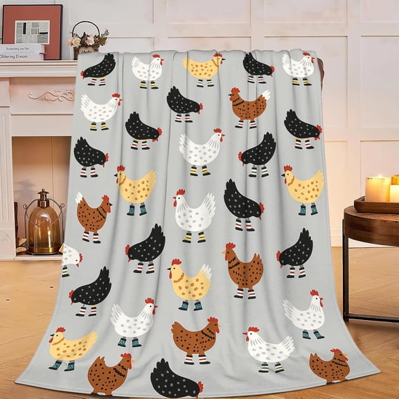 Chicken Blanket Super Soft Warm Fluffy Fleece Flannel Hen Animal Throw Blanket Cozy Fuzzy Plush Stuff Bedding Blankets Gifts for Women Kids Boys Girls Adults 50"X40"