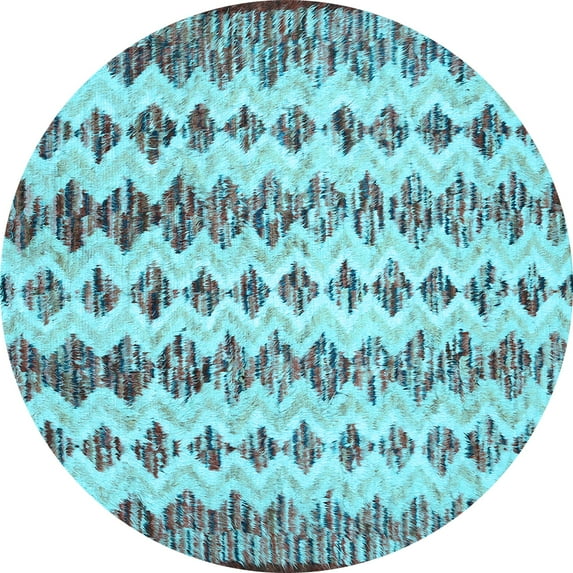 Ahgly Company Indoor Round Abstract Light Blue Contemporary Area Rugs, 6' Round