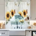 thumbnail image 4 of Sunflower Swag Curtain Valance for Windows, Farmhouse Rustic Retro Summer Floral Butterfly Window Treatments Short Swag Topper for Kitchen Windows Bathroom Bedroom, 36"x63", 4 of 8