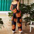 thumbnail image 4 of Stralyhd Pumpkin Face Graphic Casual Rompers Halloween Party Square Neck Jumpsuit Party Jumpsuits with Pockets Spooky Horror Print Long Pants Orange XL, 4 of 7