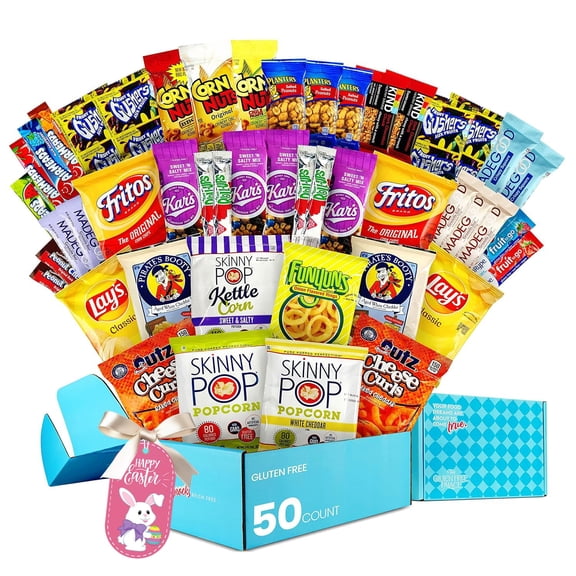 GFP Snack Variety Pack, 50 Count Healthy Gluten Free Snacks Gift Basket, Sweet & Salty Care Package for College, Recovery & Gifting