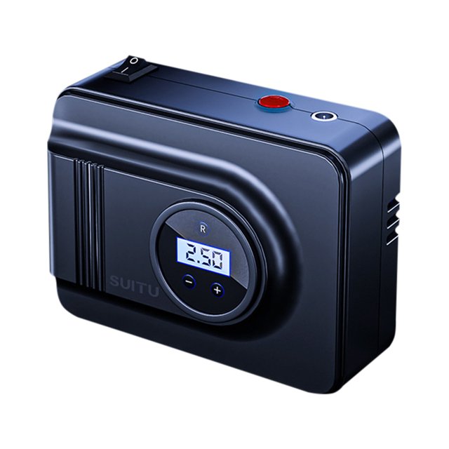 Tire Pump for Bike and Car Car Tire Inflator Portable Mini Compressor for Car Tires 12V Analog Gauge Tire Pump Car Pump with Ball Adapters for Bike Basketbal Pool Toys