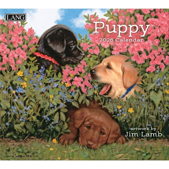 Lang Companies, Puppy 2026 Wall Calendar by Jim Lamb, 13.4'' X 12'', 12-Month Calendar with Stapled Binding