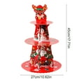 thumbnail image 3 of Horivan Christmas Cupcake Stand 3 Tier Dessert Tower Display with Food Safe BOPP Coating Sturdy Cardboard for Holiday Party Wedding Birthday Decoration Centerpiece, 3 of 6
