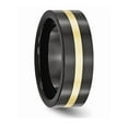 thumbnail image 3 of Mens Black Ceramic Wedding Band Ring 8mm with 14K Yellow Gold Inlay for Men, 3 of 6