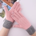 thumbnail image 4 of Audhol Gloves Winter Jacquard Mesh Gloves Women'S Knitted Plus Velvet Thickened Autumn And Winter Warm Pattern Gloves (Adult Gloves) Touchscreen Non-Slip Gloves Pink One Size, 4 of 4