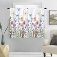 thumbnail image 3 of Watercolor Floral Spring Colorful Flower Kitchen Curtains 27.5W X 39L Inch 2 Panels Wildflower Summer Butterfly Small Cafe Tier Short Morning Glory Window Treatment Drapes Bathroom Home Decor, 3 of 5