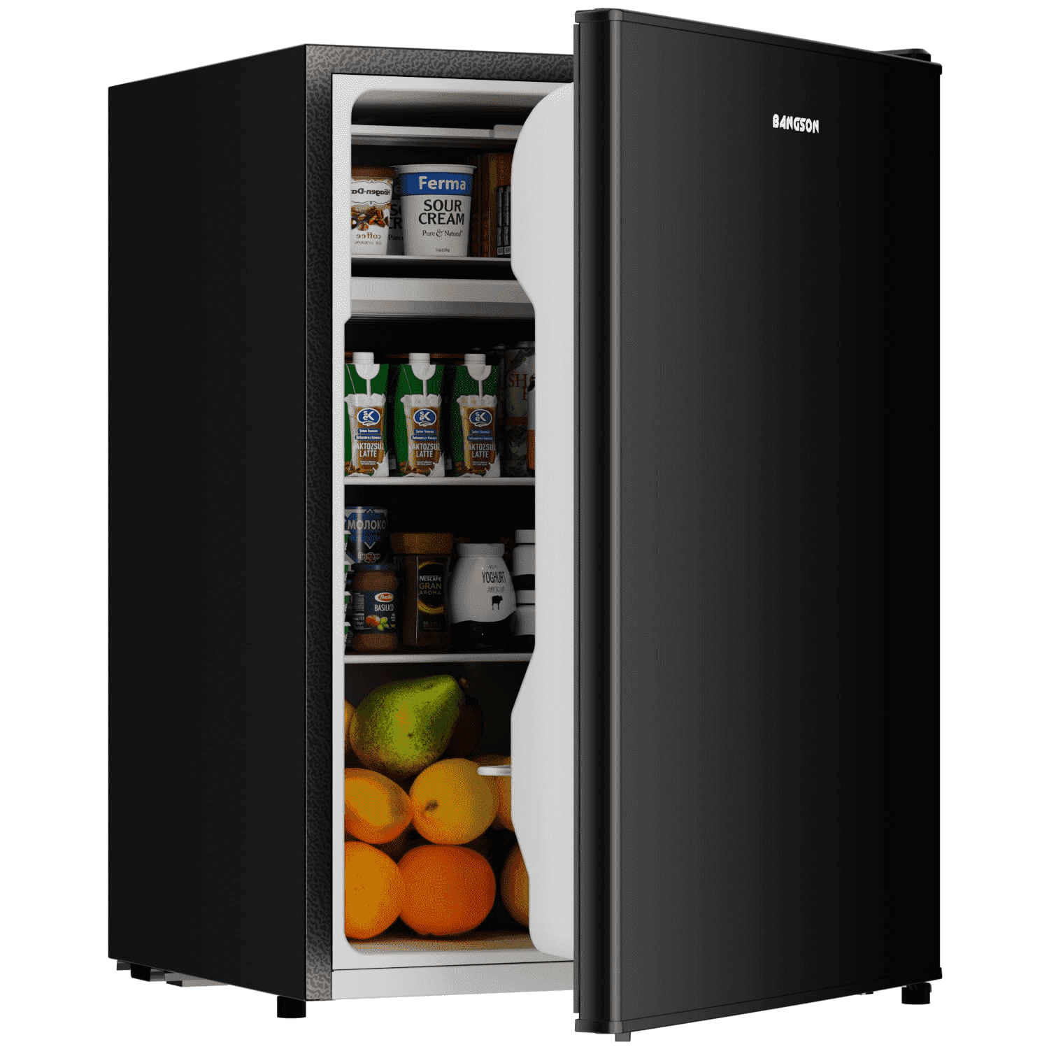 BANGSON 2.6 Cu.ft Mini Fridge with Freezer, Compact Energy-Efficient Low Noise Single Door Small Refrigerator for Office, Dorm, Bedroom, Apartment, Black