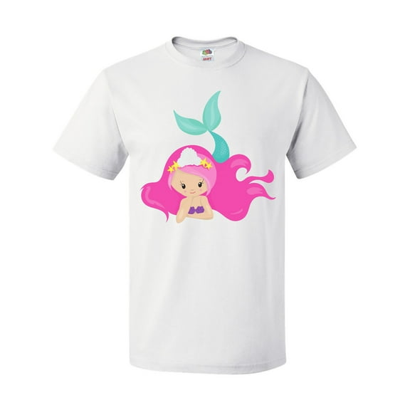 Inktastic Cute Mermaid, Pink Hair, Green Tail T-Shirt