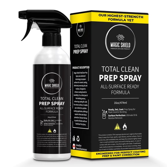 Magic Shield Prep Spray – Must Wash After Use | Ideal for Ceramic Coating Prep | Wax & Grease Remover for Auto Detailing | Ultimate Surface Cleaner - 16oz