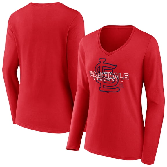 Women's Red St. Louis Cardinals Stellar Long Sleeve V-Neck T-Shirt