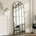 thumbnail image 2 of BEAUTYPEAK 69"x 25" Arched Full Length Mirror Windowpane Mirror Wall-Mounted,Black, 2 of 6