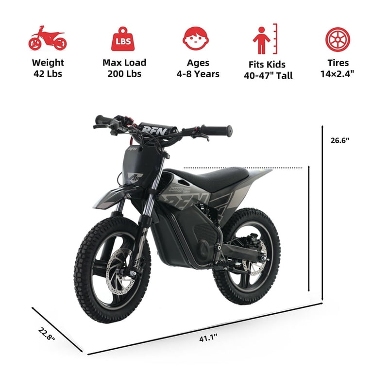 RFN, Kids SX-E500 Electric Dirt Bike, 36V, 700W, Black - Walmart.com