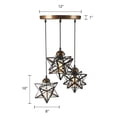 thumbnail image 4 of Moravian Star Pendant Light, 3-Light Vintage Glass Chandelier Clear Glass Star Ceiling Hanging Lighting Fixture Adjustable Height for Kitchen Island Living Room Bedroom (Brown), 4 of 9