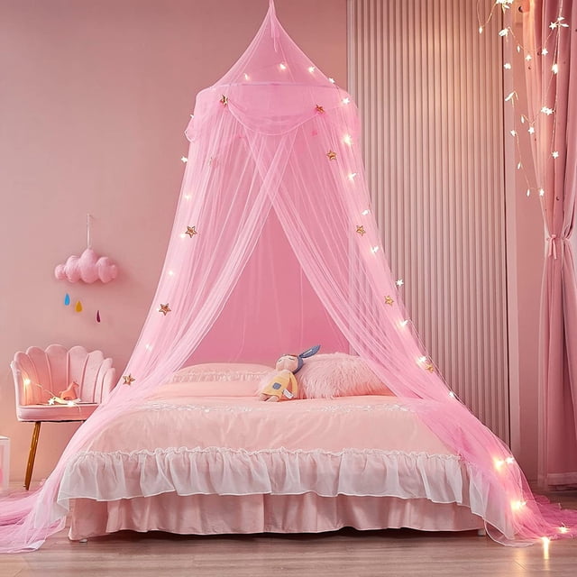 Mosquitera con dosel, cortinas para cama, carpa para cama con forma de cúpula y diseño de estrellas de princesas para niñas y niños, cama individual doble, decoración de habitación, 65 x 250 x 1000 cm