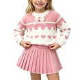 thumbnail image 2 of Agkizg Kids Girls Clothing Set Pullover 2 Piece Outfit Knit Crewneck Top Midi Skirt Casual Set, 2 of 6