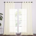 thumbnail image 1 of Cortinas transparentes Nicetown de 243 cm en beige crema. Paneles de voile con ojales para sala de estar (un par, ancho 137 x largo 243 cm)., 1 of 1