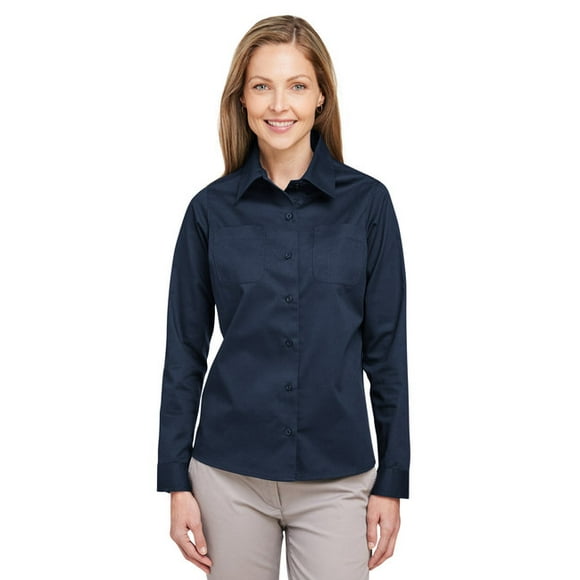 Harriton M585LW Ladies' Advantage IL Long-Sleeve Workshirt - DARK NAVY - 3XL