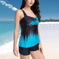 thumbnail image 4 of Fadeal Bathing Suit for Women Women Plus Size Tankini Swimsuits Two Piece Color Block Cutout Flowy Tummy Bathing Suits with Shorts Tankini Swimsuits for Women Blue L, 4 of 4