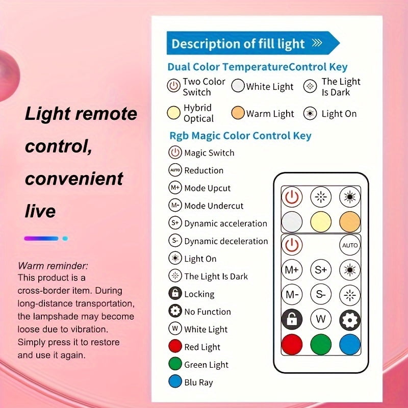 Portable RGB Ring Light with Stand, Selfie Stick, Dual Remotes & Built-in Battery for Live Streaming & Outdoor Events