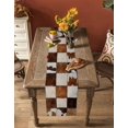 thumbnail image 4 of Table Runner 90 Inch Long - Rustic Cow Animal FurDecorative Table Scarf,Farmhouse Leather Brown WhiteDining Table Runners for Wedding Party Kitchen Dining Tables, 4 of 7