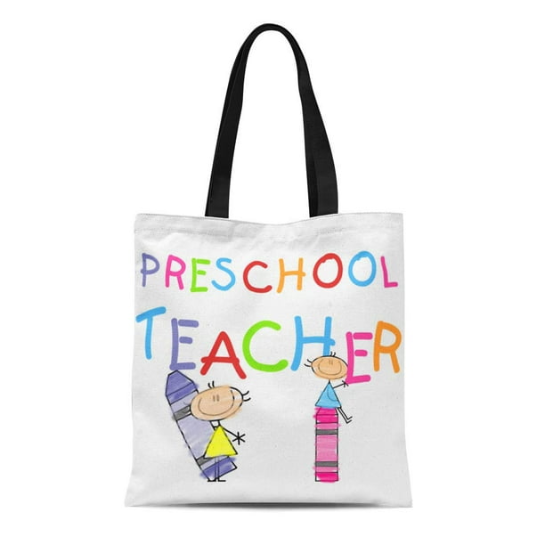 ASHLEIGH Canvas Tote Bag Pre Crayons Preschool Teacher Tshirts and