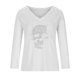 thumbnail image 4 of Camiseta con estampado navideño de moda para mujer Blusa de manga larga con cuello en V Tops casuales Pompotops FGAJ16404, 4 of 6